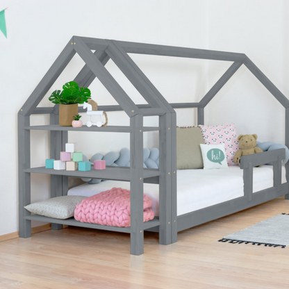 Wooden Children's House Bed TERY - Grey