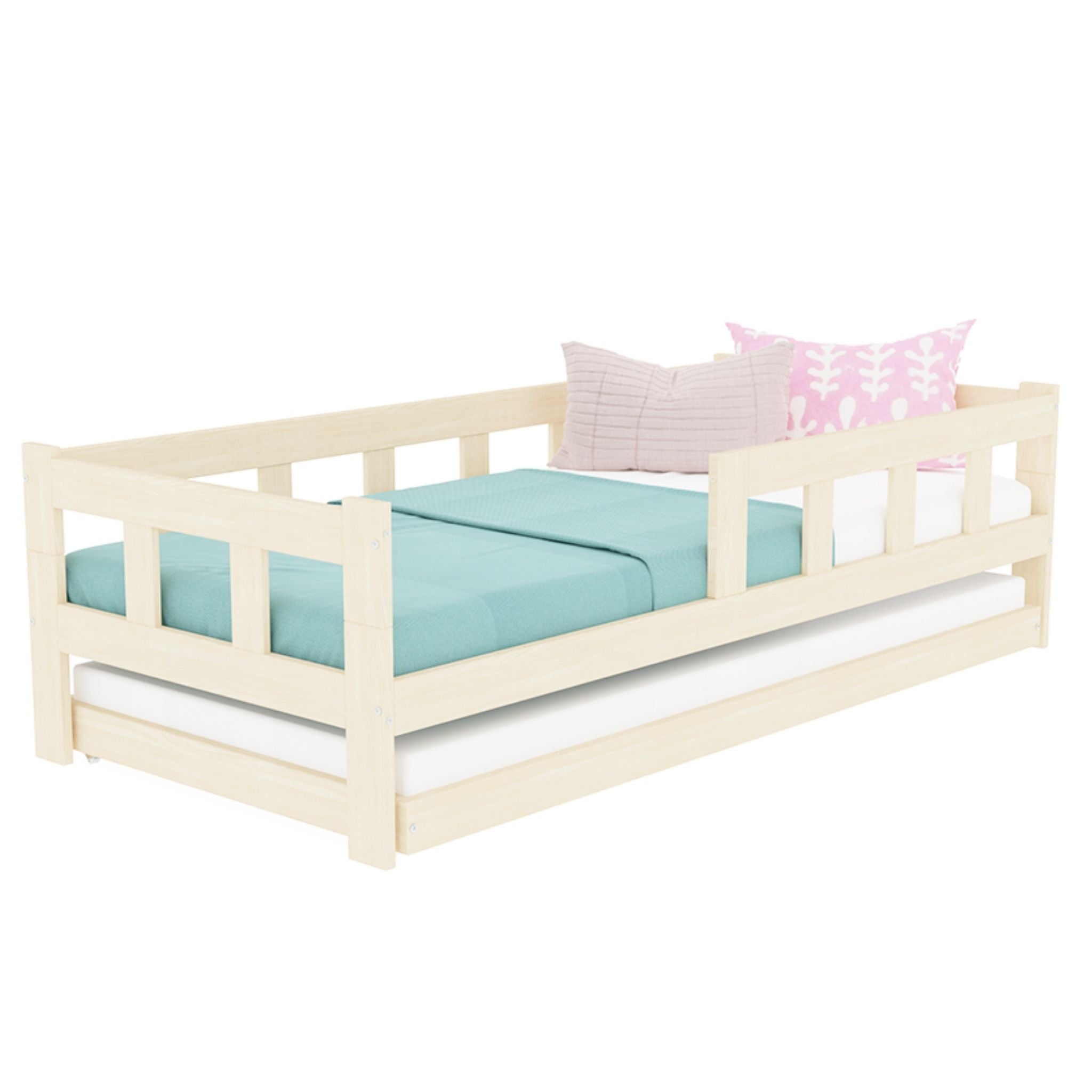 Essential Comfort Wooden Children's Bed FENCE - Natural
