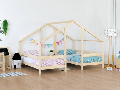 Large Wooden House Bed for Two Children VILLY - Natural - MOBILIA VITA