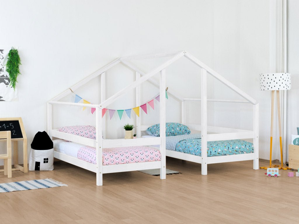 Large Wooden House Bed for Two Children VILLY - White