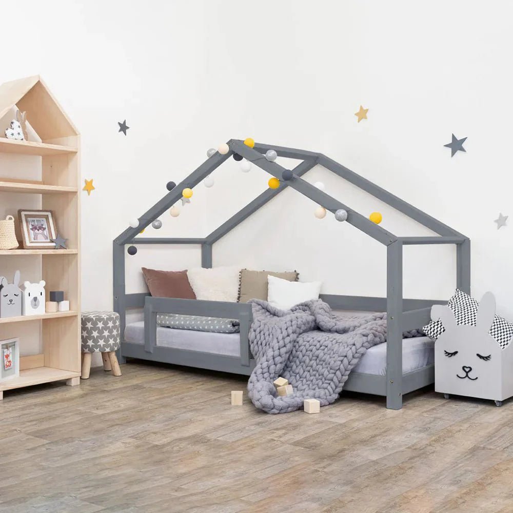 Wooden Children's House Bed LUCKY - Grey