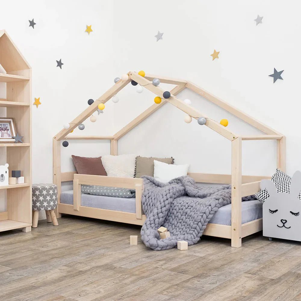 Wooden Children's House Bed LUCKY - Natural - MOBILIA VITA