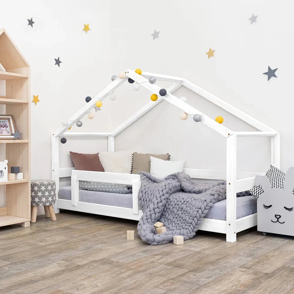Wooden Children's House Bed LUCKY - White