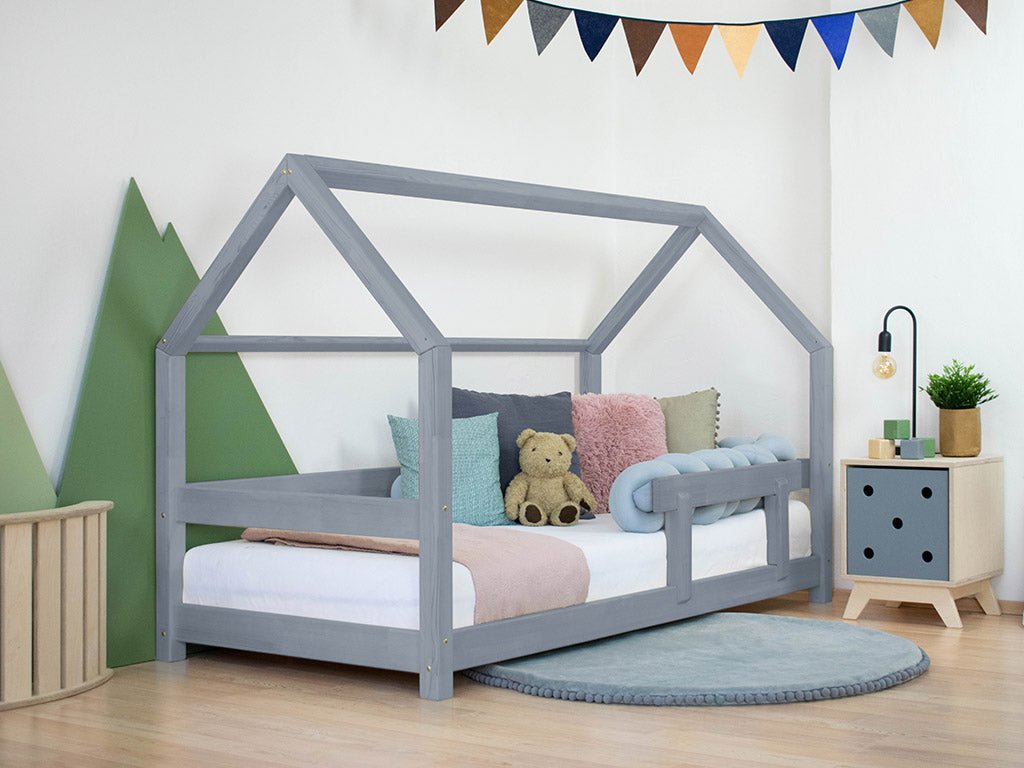 Wooden Children's House Bed TERY - Grey - MOBILIA VITA