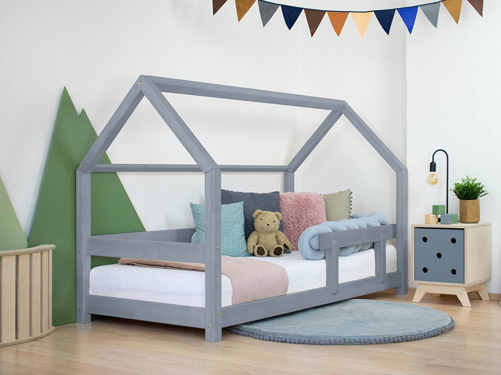 Wooden Children's House Bed TERY - Grey