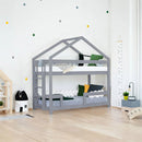Wooden Children's House Bunk Bed KILI - Grey - MOBILIA VITA