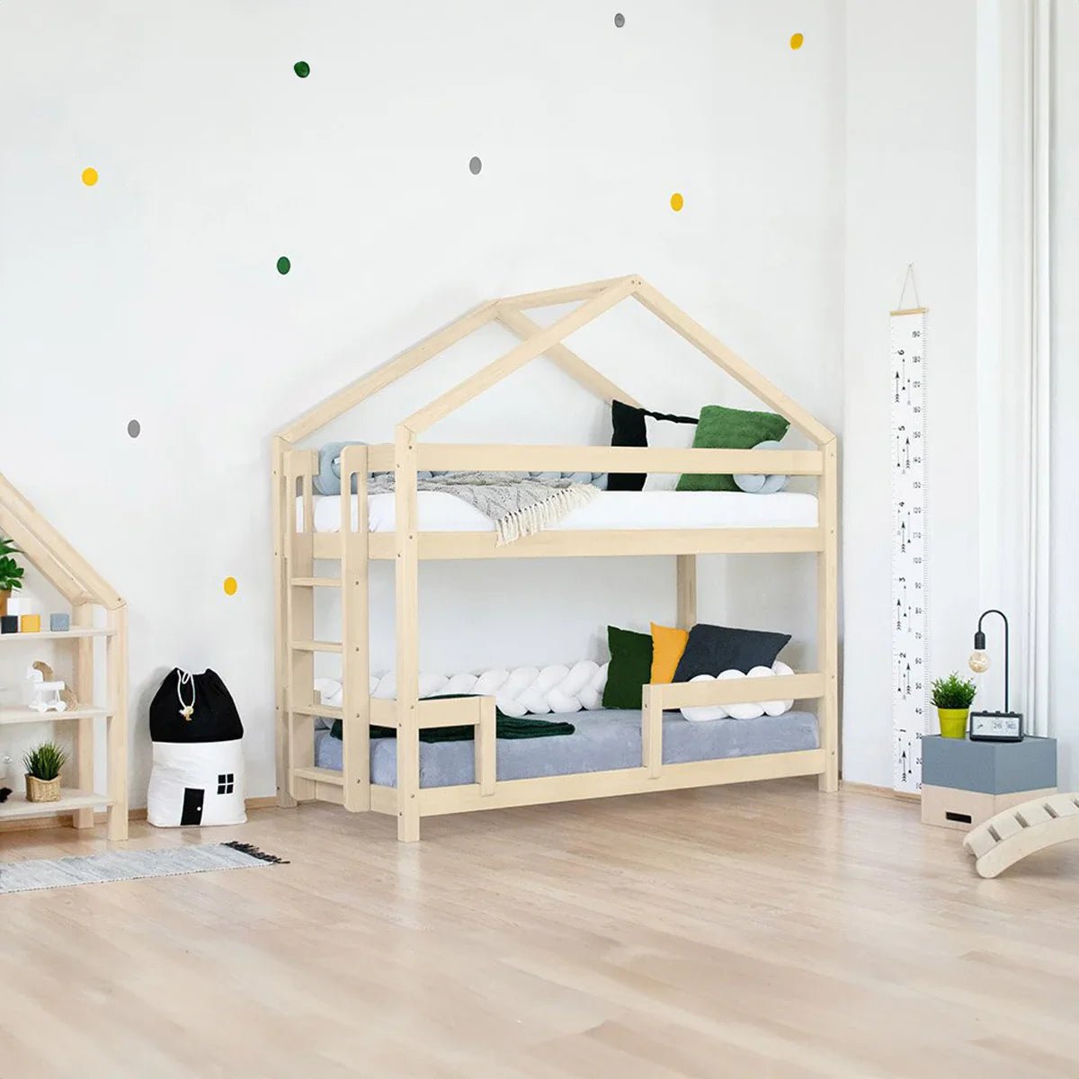 Wooden Children's House Bunk Bed KILI - Natural - MOBILIA VITA