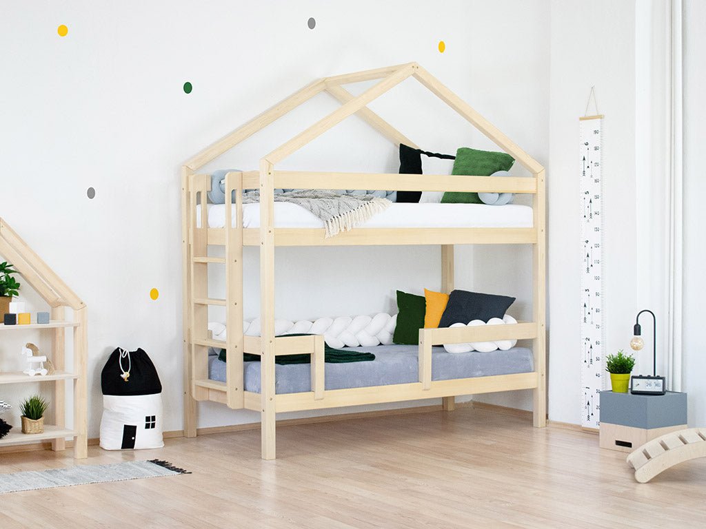 Wooden Children's House Bunk Bed KILI - Natural - MOBILIA VITA