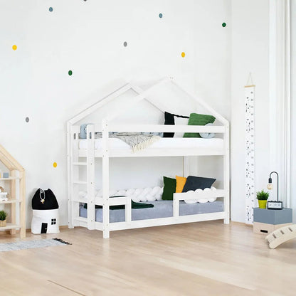 Wooden Children's House Bunk Bed KILI - White - MOBILIA VITA