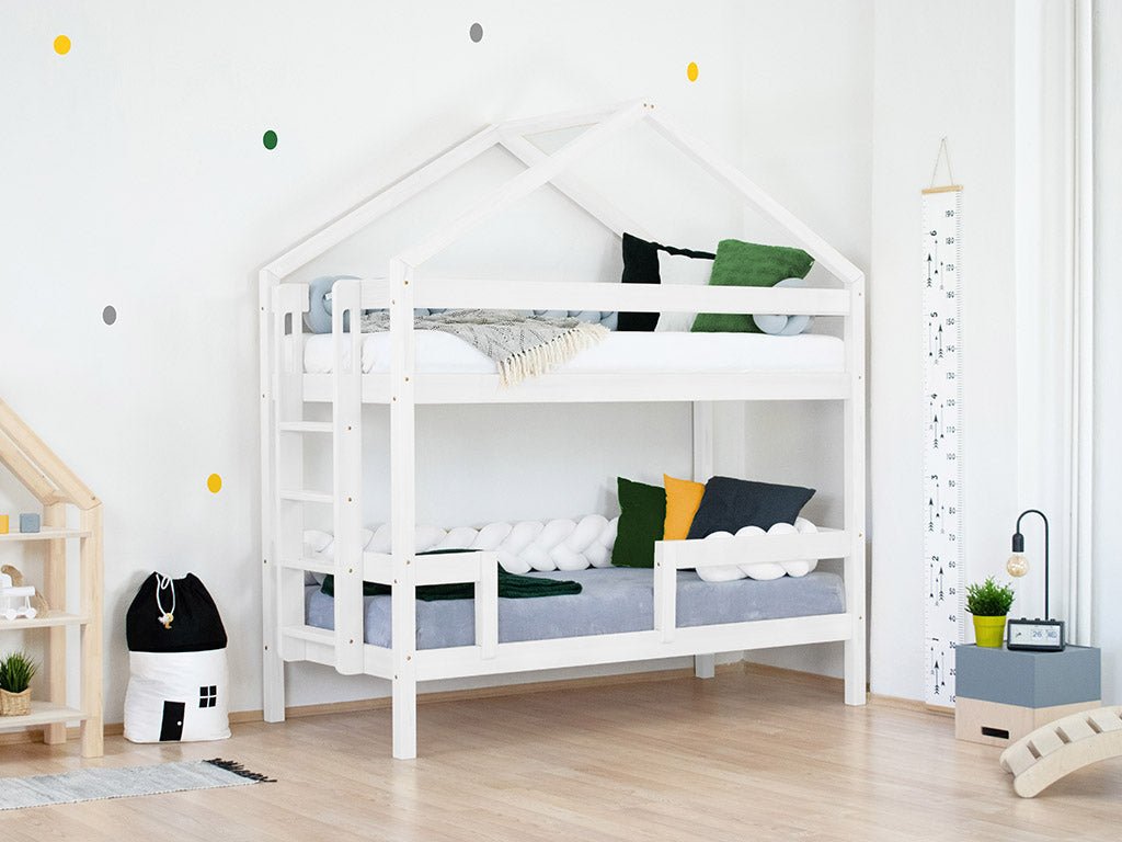 Wooden Children's House Bunk Bed KILI - White - MOBILIA VITA