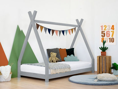 Wooden Children's Teepee Bed NAKANA - Grey - MOBILIA VITA