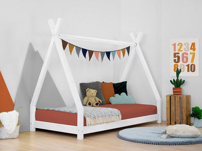 Wooden Children's Teepee Bed NAKANA - White - MOBILIA VITA