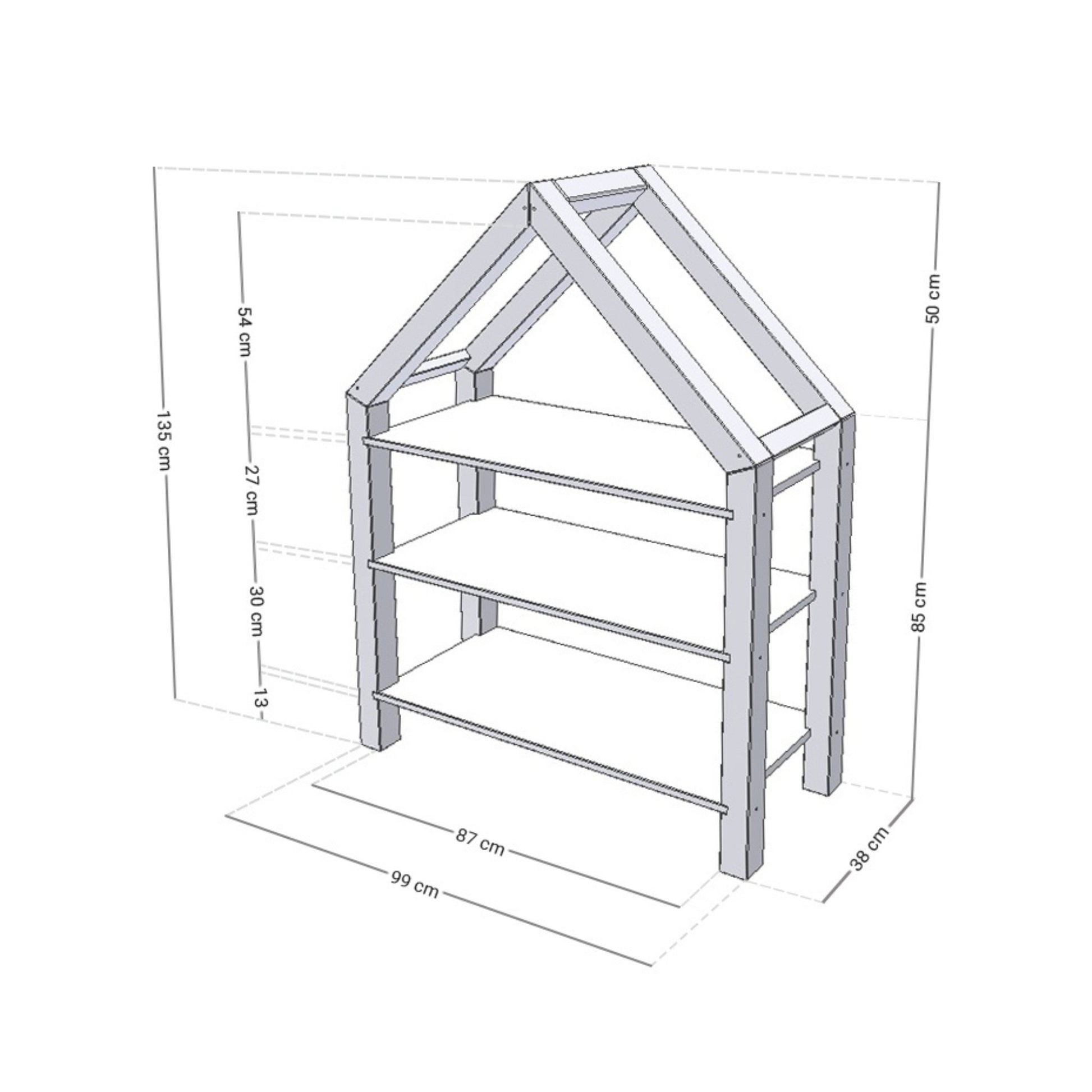 Wooden House Bed and Shelf: TERY + KTERY - White - Mobilia Vita