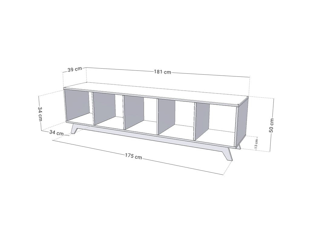 Wooden Shelving Unit NABOKSY 1x5 with Base - Grey - MOBILIA VITA