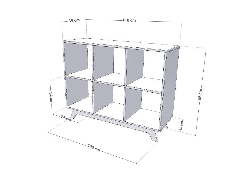 Wooden Shelving Unit NABOKSY 2x3 with Base - White - MOBILIA VITA