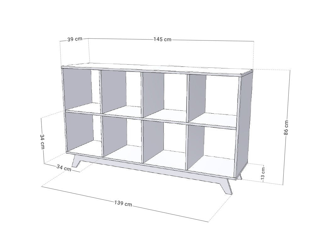 Wooden Shelving Unit NABOKSY 2x4 With Base - White - MOBILIA VITA